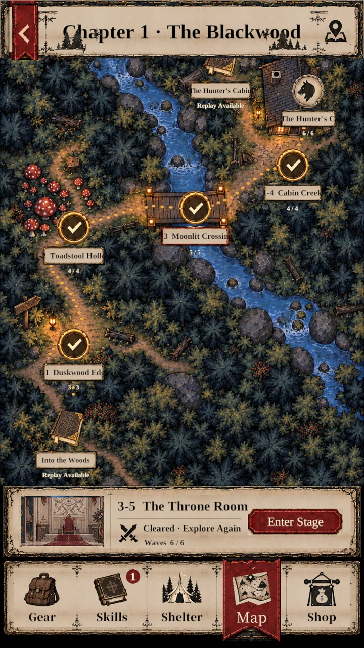 An illustrated chapter map connects each encounter.